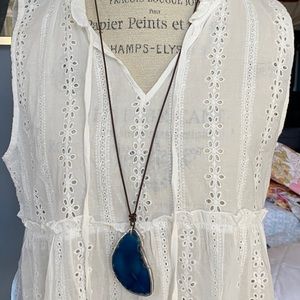 CHAN LUU Blue Stone and Silver Pendant Necklace